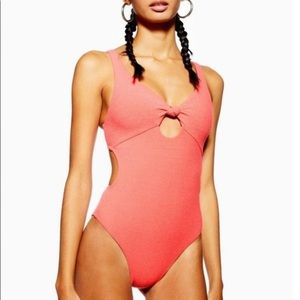 TOPSHOP Knot Velour One-piece Swimsuit